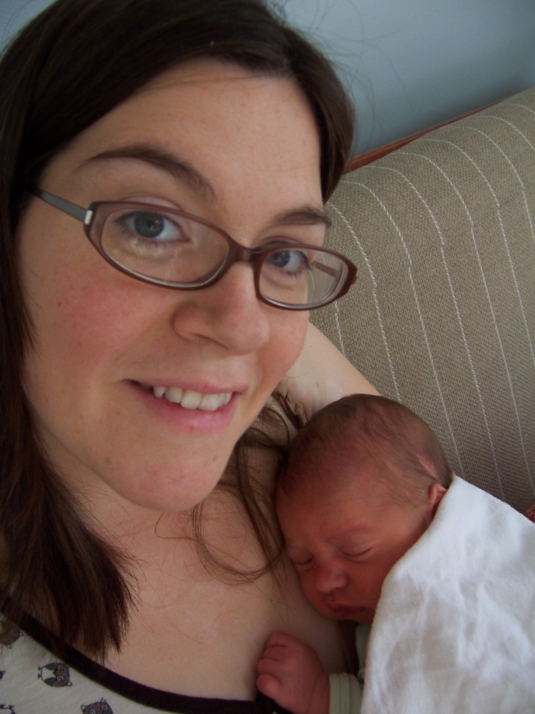 Finn and mama, the first day