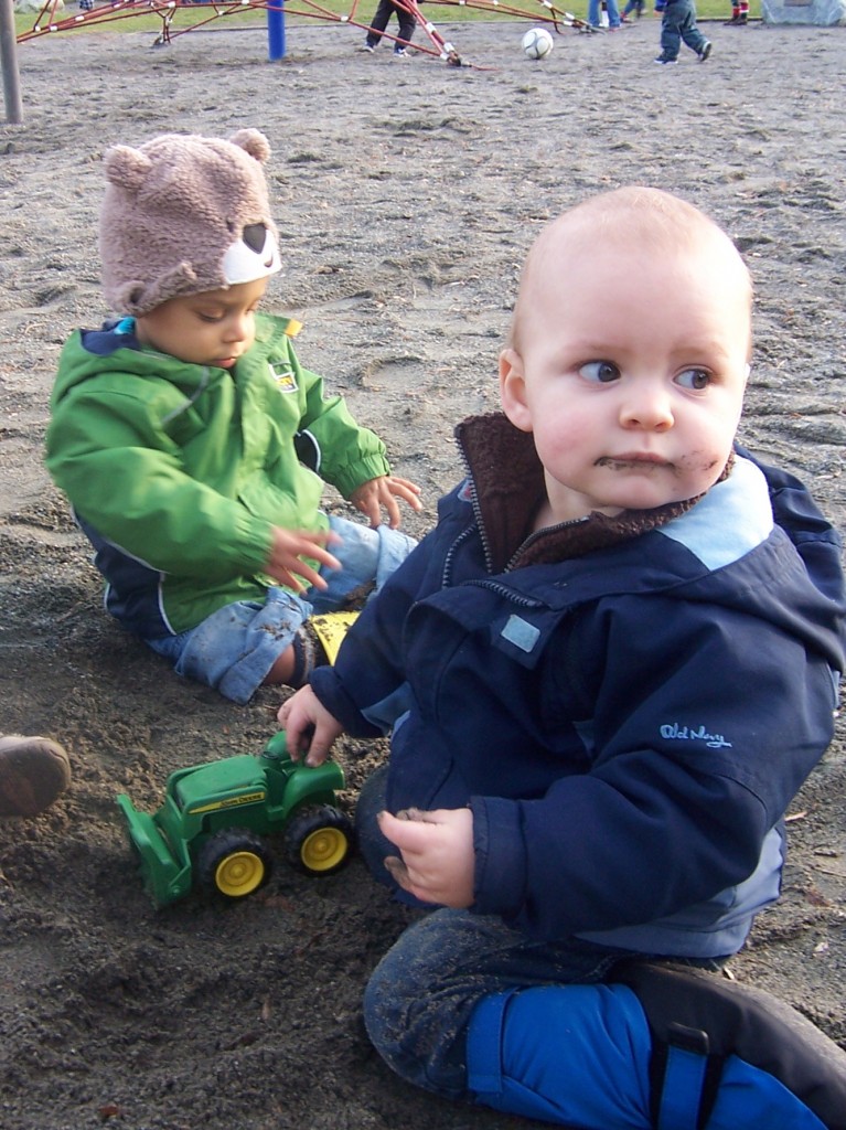 Finn and Mukisa at the park